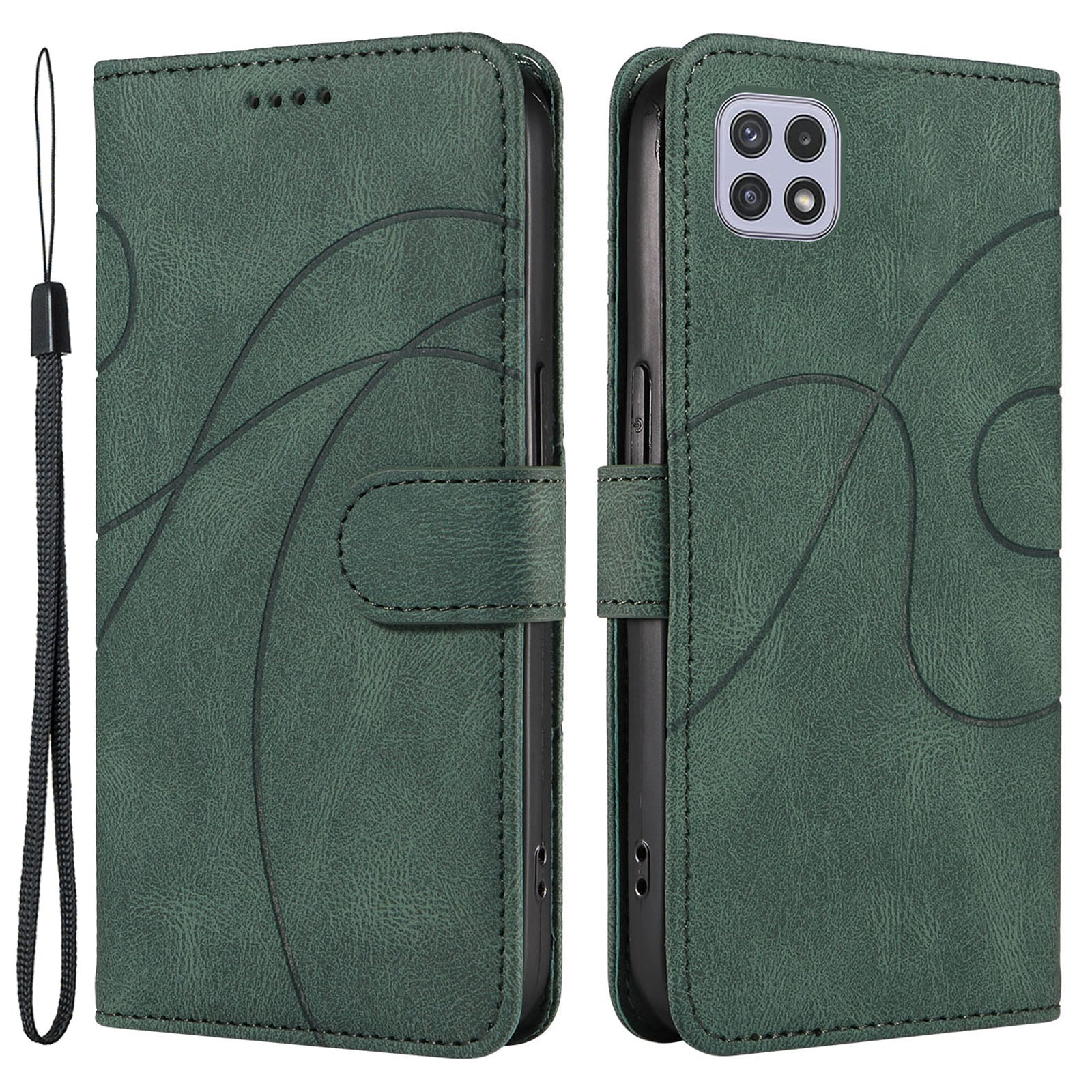 For Samsung Galaxy A22 5G (EU Version) A22S PU Leather Phone Case Imprinted Line Wallet Stand Shell For Samsung Galaxy A22 5G (EU Version) A22S PU Leather Phone Case Imprinted Line Wallet Stand Shell
